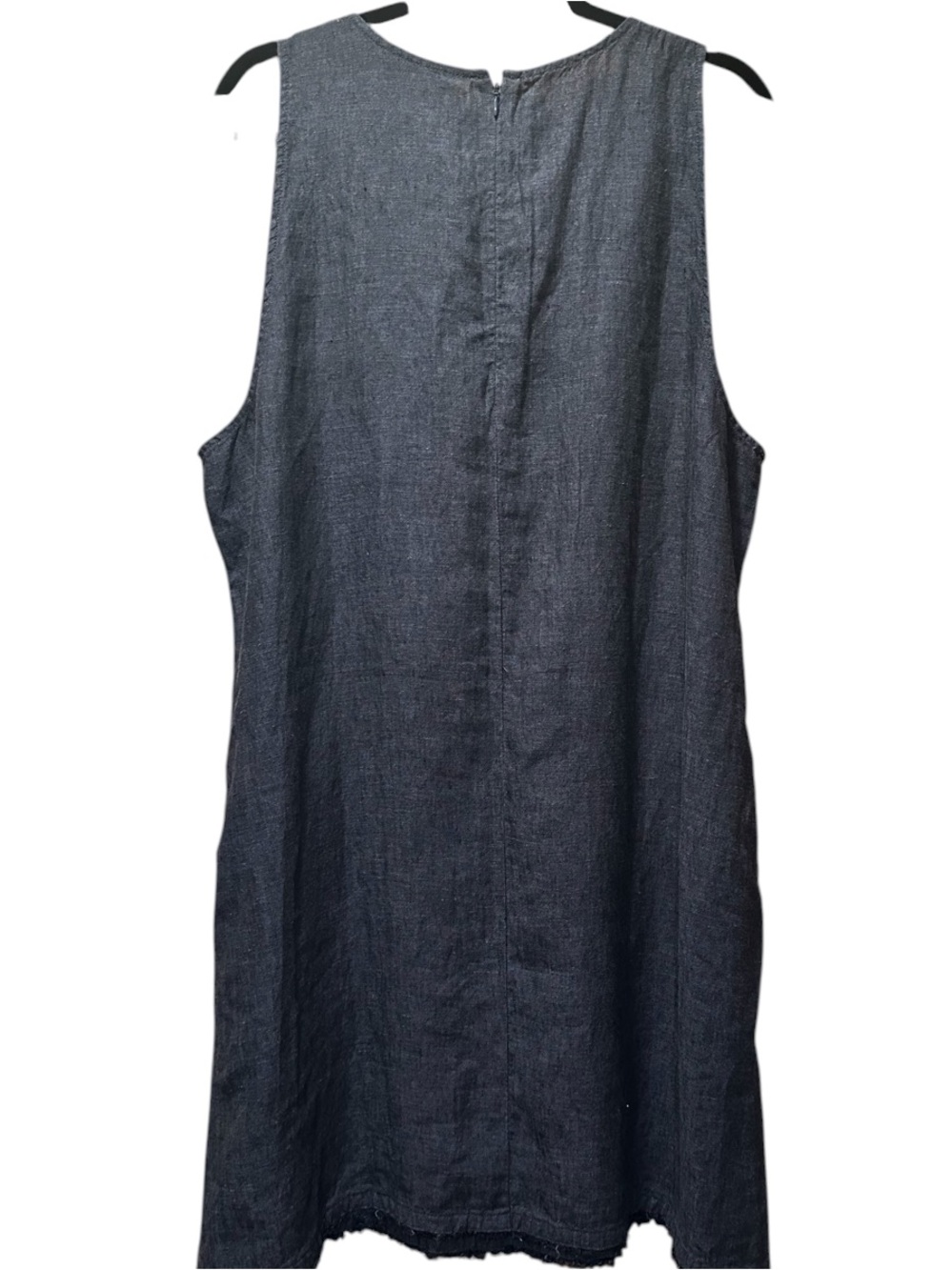 Garnet Hill 100% Linen Navy Sleeveless Denim Shift Dress - Picture 2 of 3